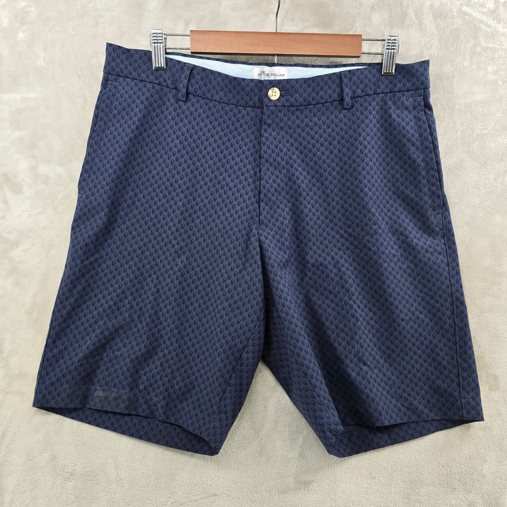 Peter Millar Shorts Mens 34 navy Skull EB66 Performance Stretch 5 Pocket Chino